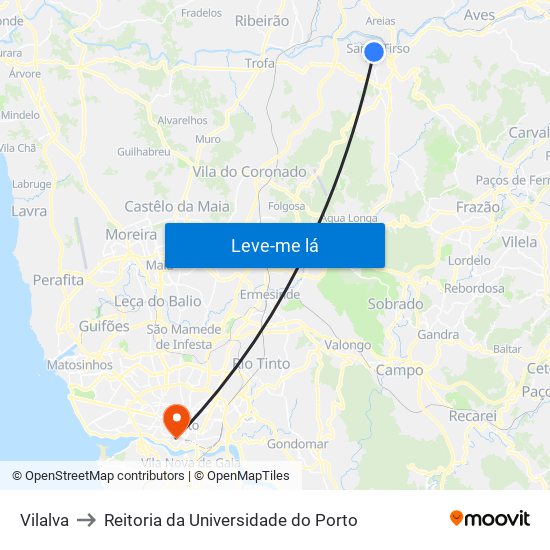 Vilalva to Reitoria da Universidade do Porto map