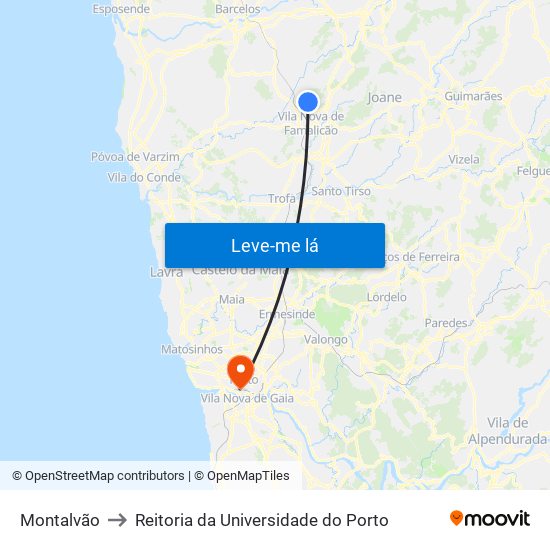 Montalvão to Reitoria da Universidade do Porto map