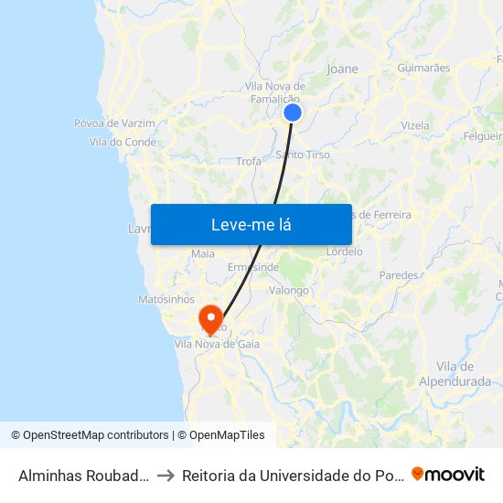 Alminhas Roubadas to Reitoria da Universidade do Porto map