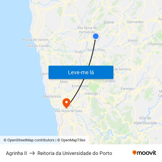 Agrinha II to Reitoria da Universidade do Porto map
