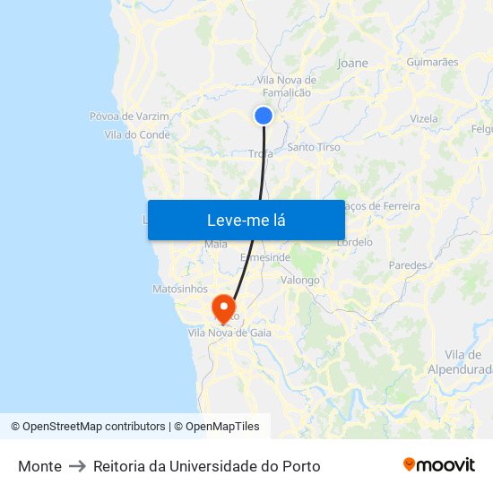Monte to Reitoria da Universidade do Porto map