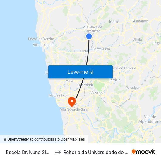 Escola Doutor Nuno Simões to Reitoria da Universidade do Porto map