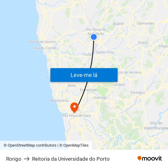 Rorigo to Reitoria da Universidade do Porto map