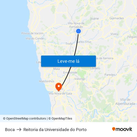 Boca to Reitoria da Universidade do Porto map