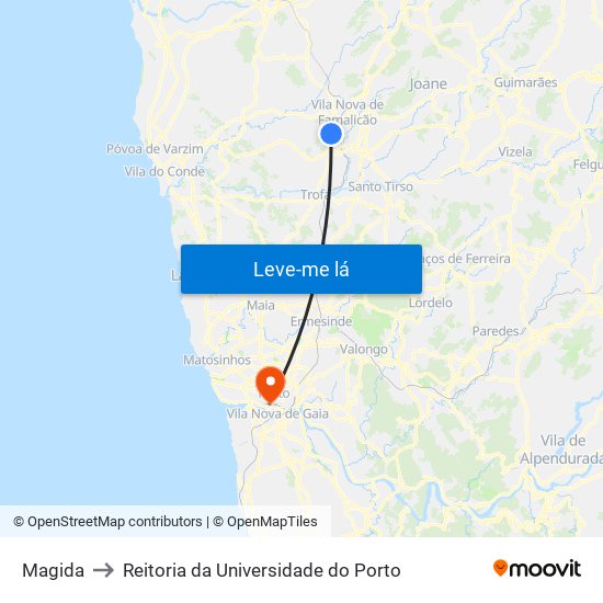 Magida to Reitoria da Universidade do Porto map