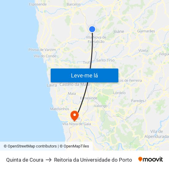 Quinta de Coura to Reitoria da Universidade do Porto map