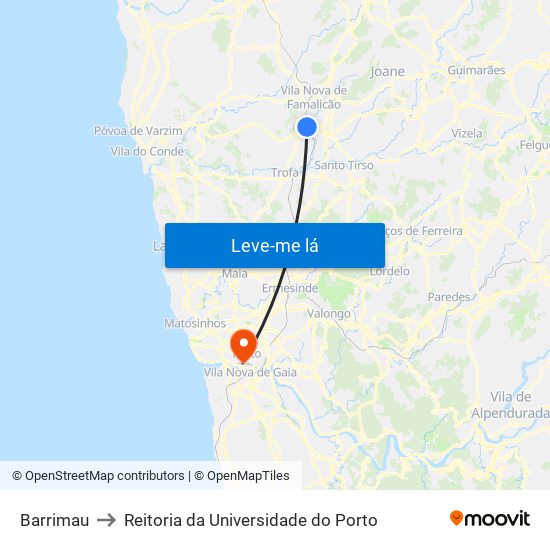 Barrimau to Reitoria da Universidade do Porto map