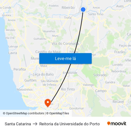 Santa Catarina to Reitoria da Universidade do Porto map