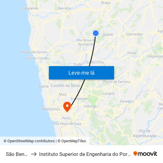 São Bento to Instituto Superior de Engenharia do Porto map