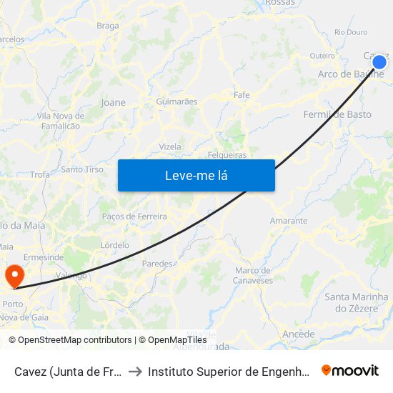 Cavez (Junta de Freguesia) to Instituto Superior de Engenharia do Porto map