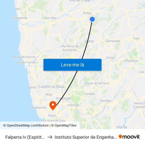 Falperra Iv (Espírito Santo) to Instituto Superior de Engenharia do Porto map