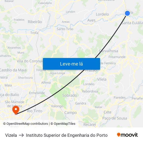 Vizela to Instituto Superior de Engenharia do Porto map