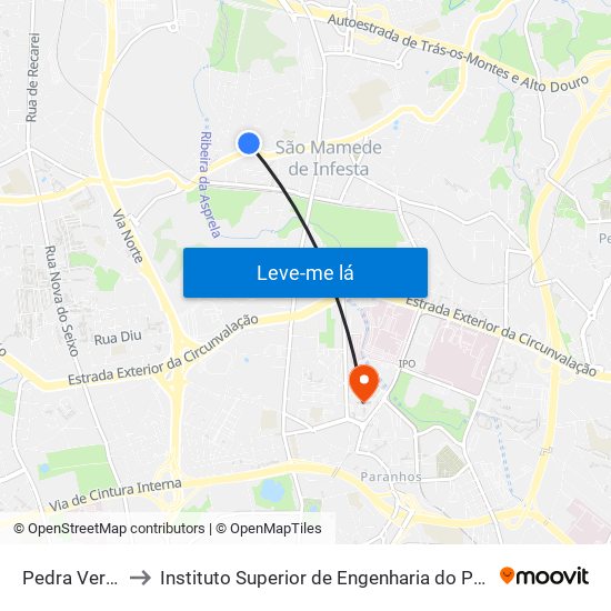Pedra Verde to Instituto Superior de Engenharia do Porto map