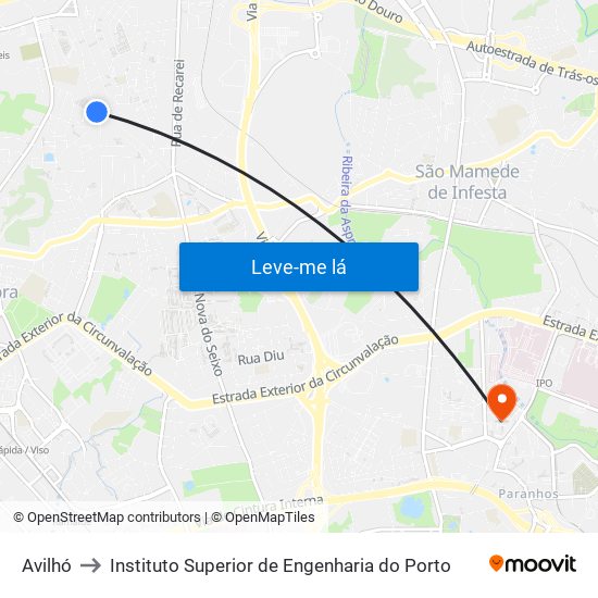 Avilhó to Instituto Superior de Engenharia do Porto map