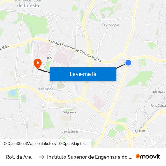Rot. da Areosa to Instituto Superior de Engenharia do Porto map