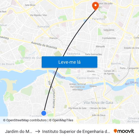 Jardim do Meiral to Instituto Superior de Engenharia do Porto map