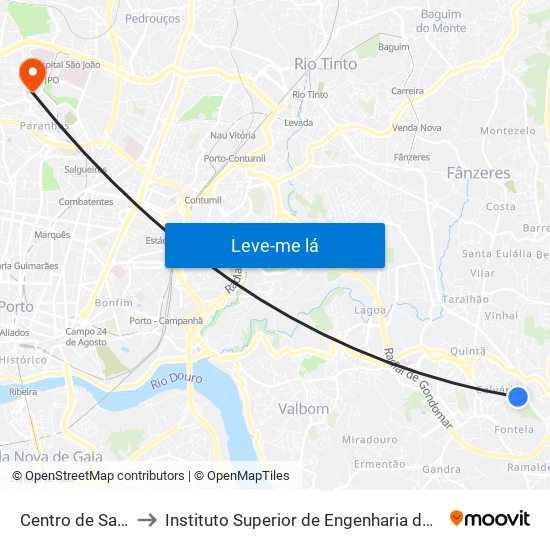 Centro de Saúde to Instituto Superior de Engenharia do Porto map