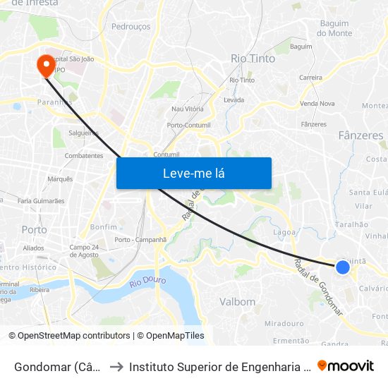 Gondomar (Câmara) to Instituto Superior de Engenharia do Porto map