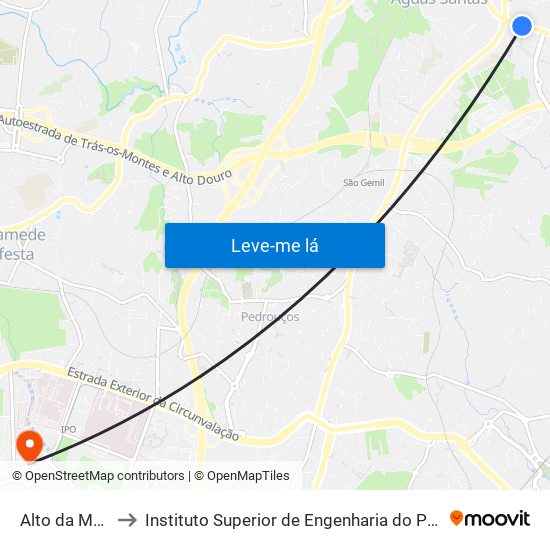 Alto da Maia to Instituto Superior de Engenharia do Porto map