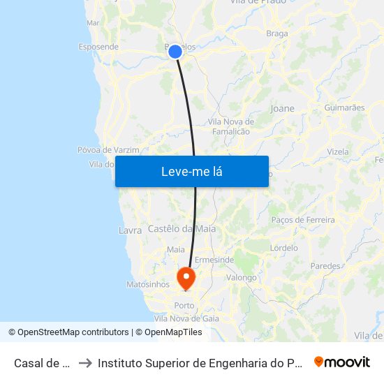 Casal de Nil to Instituto Superior de Engenharia do Porto map