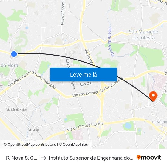 R. Nova S. Gens to Instituto Superior de Engenharia do Porto map