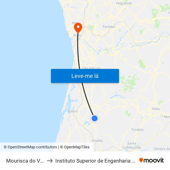 Mourisca do Vouga to Instituto Superior de Engenharia do Porto map