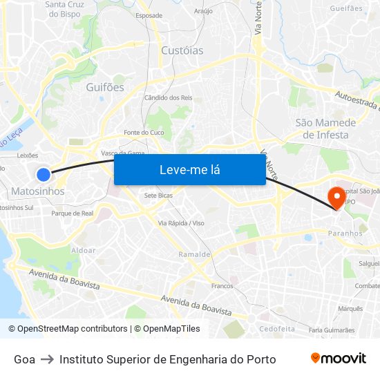 Goa to Instituto Superior de Engenharia do Porto map