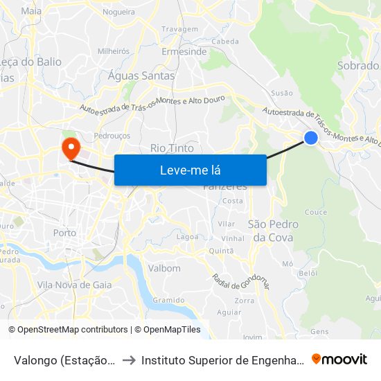 Valongo (Estação) | Presa to Instituto Superior de Engenharia do Porto map