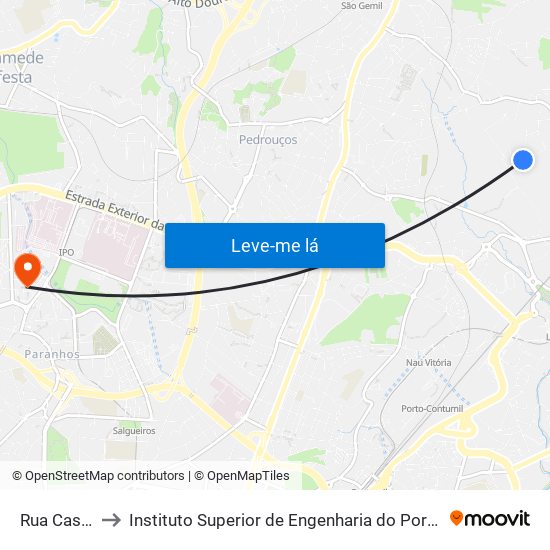 Rua Casal to Instituto Superior de Engenharia do Porto map