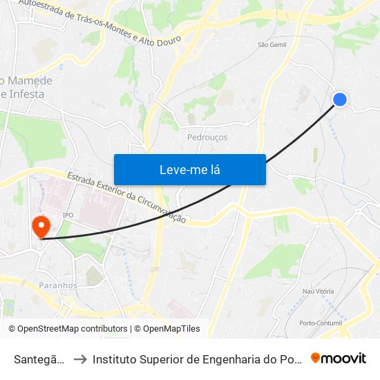 Santegãos to Instituto Superior de Engenharia do Porto map