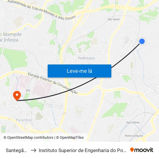 Santegãos to Instituto Superior de Engenharia do Porto map