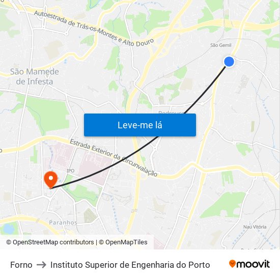 Forno to Instituto Superior de Engenharia do Porto map