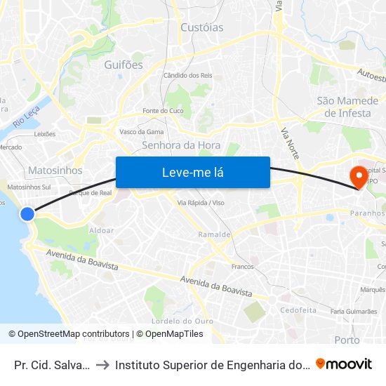 Pr. Cid. Salvador to Instituto Superior de Engenharia do Porto map
