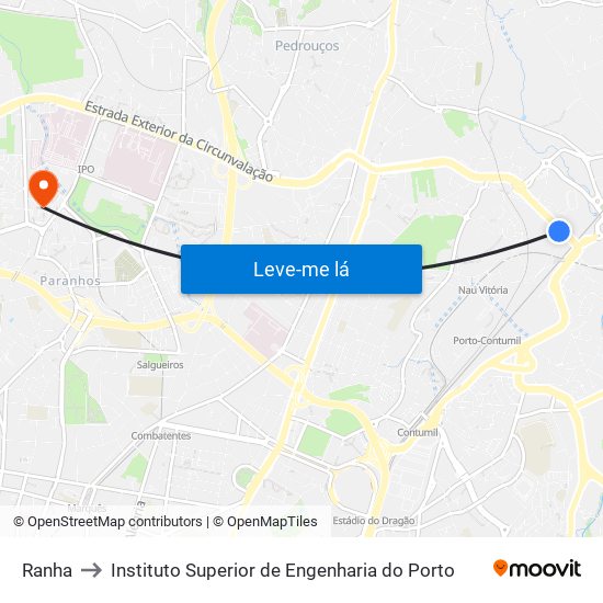 Ranha to Instituto Superior de Engenharia do Porto map