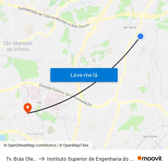 Tv. Brás Oleiro to Instituto Superior de Engenharia do Porto map