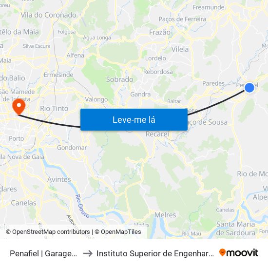 Penafiel | Garagem Valpi to Instituto Superior de Engenharia do Porto map