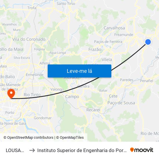 LOUSADA to Instituto Superior de Engenharia do Porto map