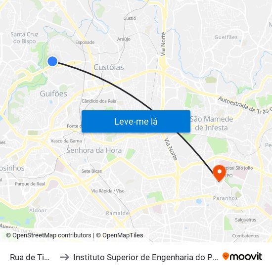 Rua de Timor to Instituto Superior de Engenharia do Porto map