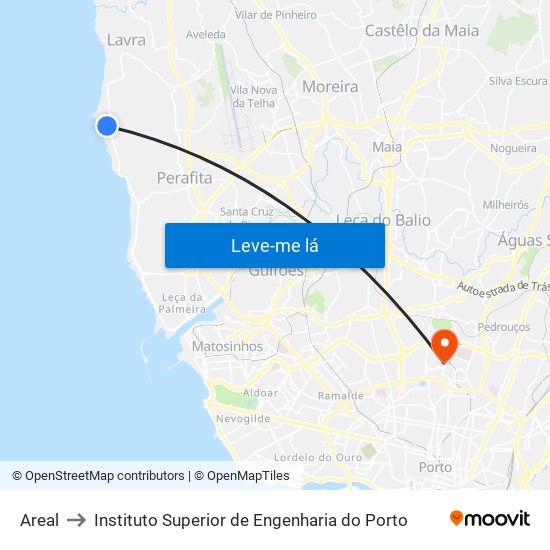 Areal to Instituto Superior de Engenharia do Porto map