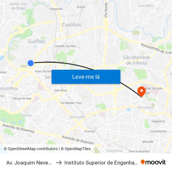 Av. Joaquim Neves Santos to Instituto Superior de Engenharia do Porto map