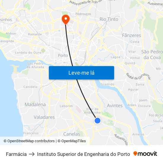 Farmácia to Instituto Superior de Engenharia do Porto map