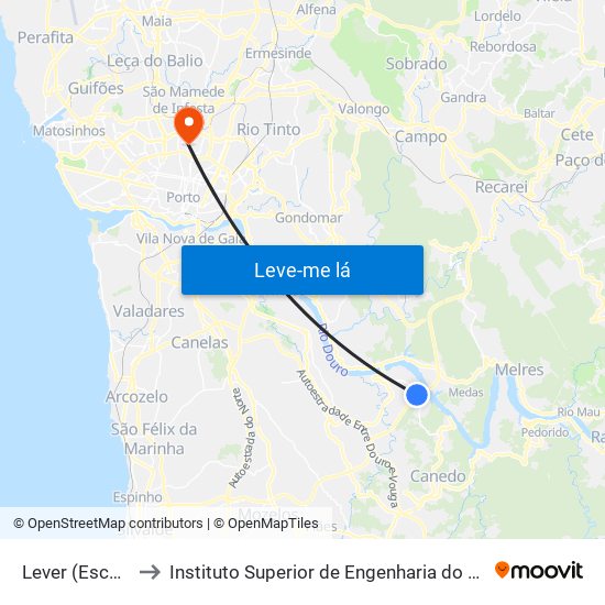 Lever (Escola) to Instituto Superior de Engenharia do Porto map