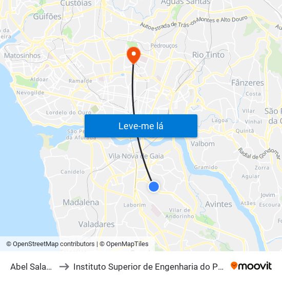 Abel Salazar to Instituto Superior de Engenharia do Porto map