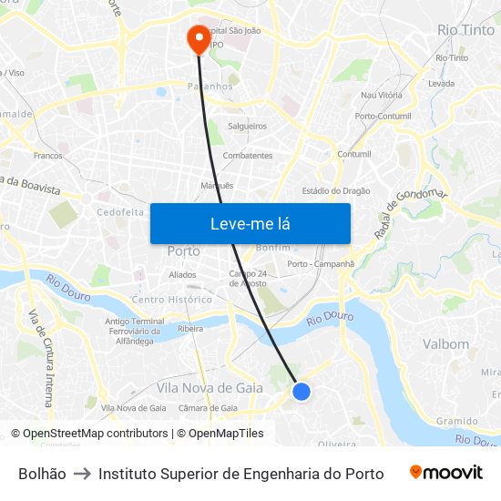 Bolhão to Instituto Superior de Engenharia do Porto map