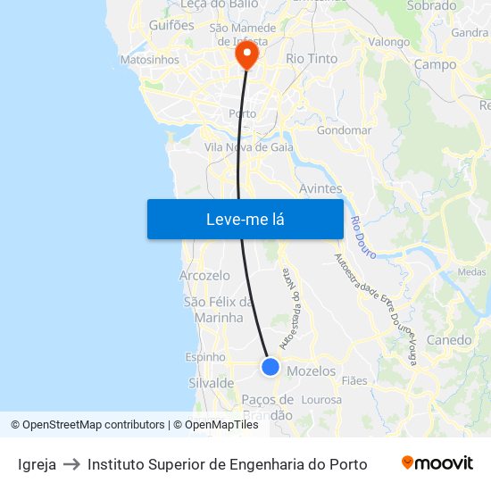 Igreja to Instituto Superior de Engenharia do Porto map