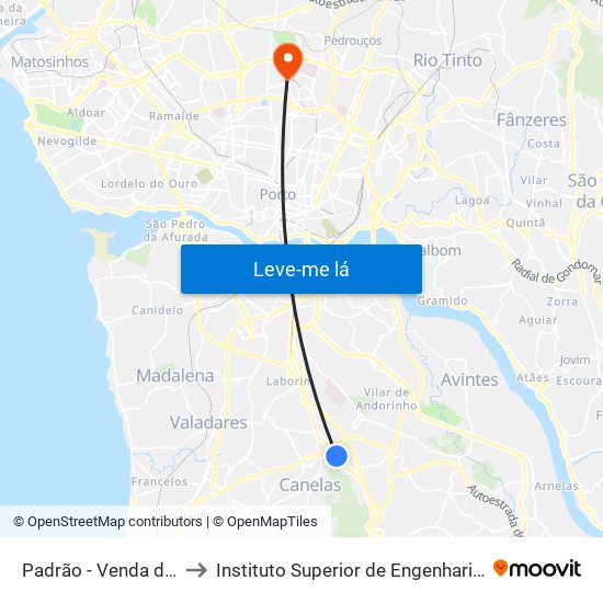 Padrão - Venda de Cima to Instituto Superior de Engenharia do Porto map