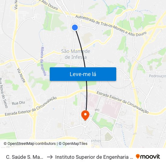 C. Saúde S. Mamede to Instituto Superior de Engenharia do Porto map