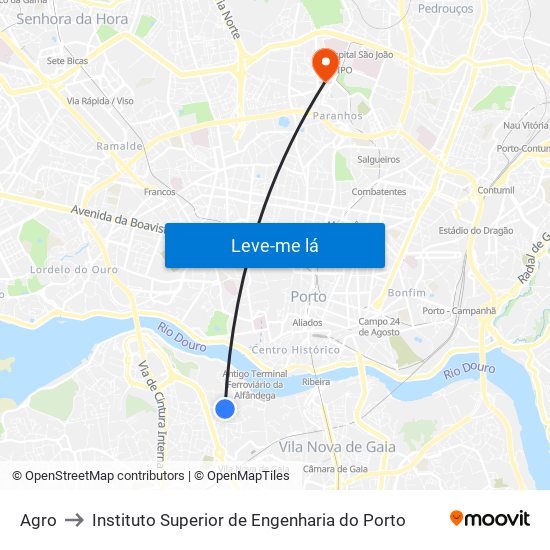 Agro to Instituto Superior de Engenharia do Porto map