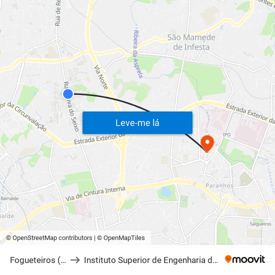 Fogueteiros (Sul) to Instituto Superior de Engenharia do Porto map