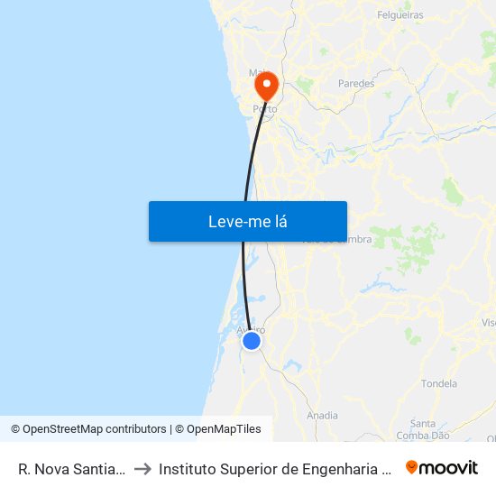 R. Nova Santiago A to Instituto Superior de Engenharia do Porto map